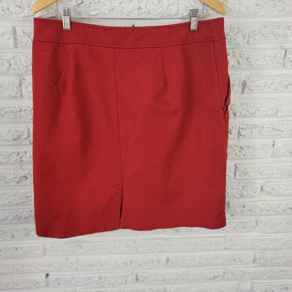 Worthington Womens Skirt 18 Plus Pencil Straight Rust Red Slash Pockets RED25E - Picture 5 of 11